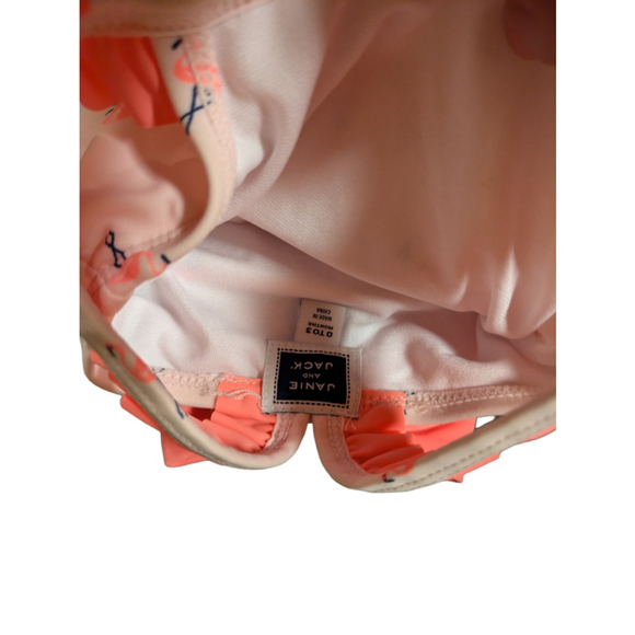 Girl Janie and Jack Swimsuit & Hat 0 to 3 Months Pink White - Picture 3 of 4